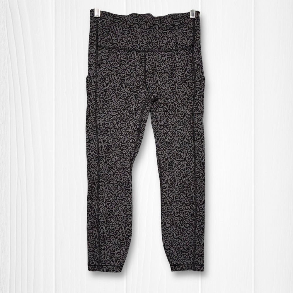 Athleta Ultimate Stash Pocket Textured 7/8 Tight Black Grey Leggings‎ Women's M